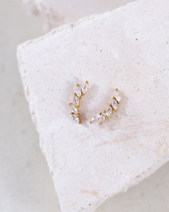Sparkle Leaf Studs Rose Gold