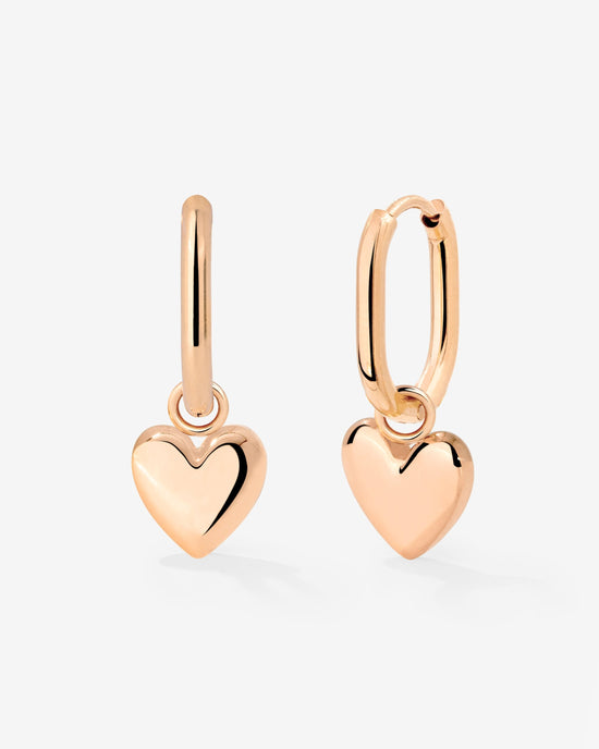 Lovely Heart Oval Hoop Set Baby Rose Gold