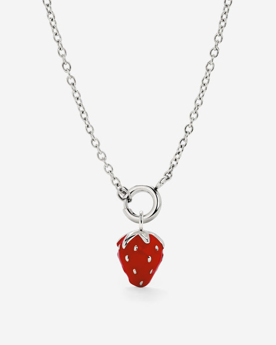 Strawberry Classic Chain Necklace Set Silver