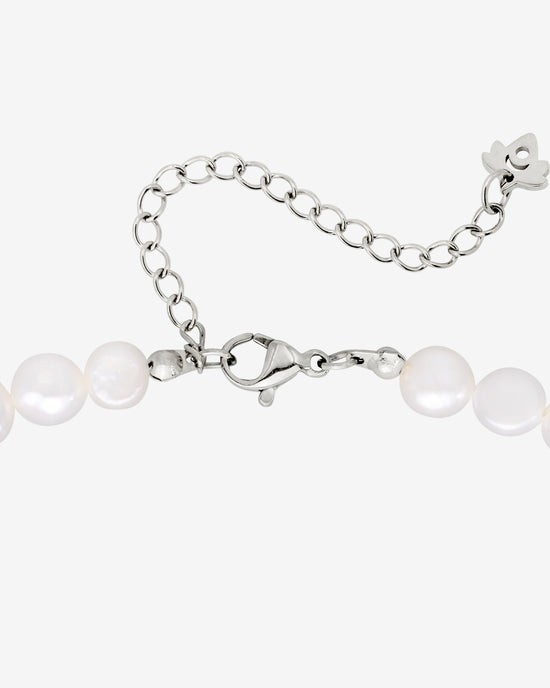 Melting Heart Pearl Necklace Silver