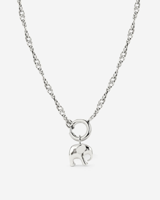 Elephant Singapore Chain Necklace Set Silver