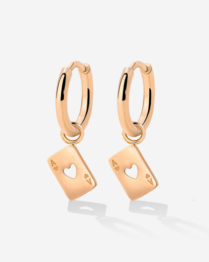 Heart Ace Hoop Set Small Rose Gold