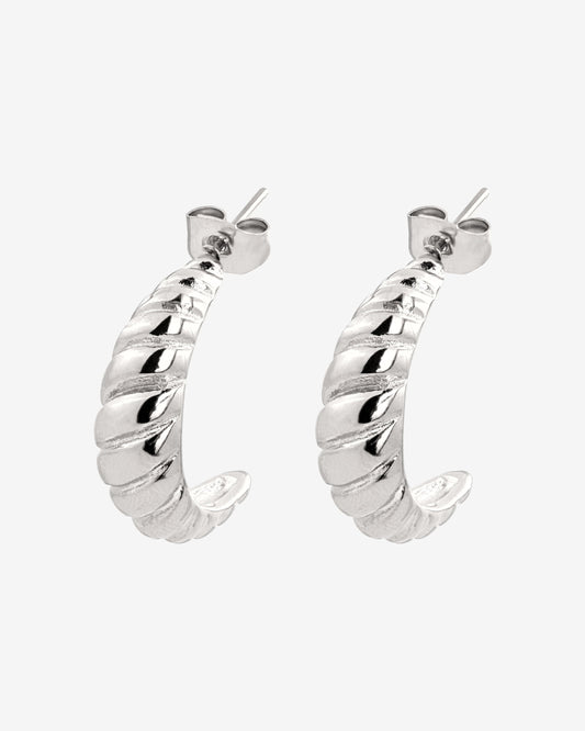 Towel Twist Hoops Silver