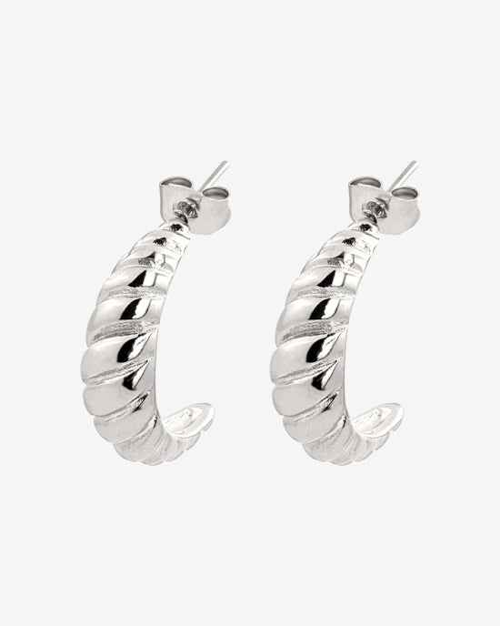 Towel Twist Hoops Silver