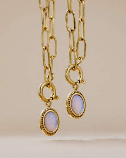 Opaline Oval Links Necklace Set Silver