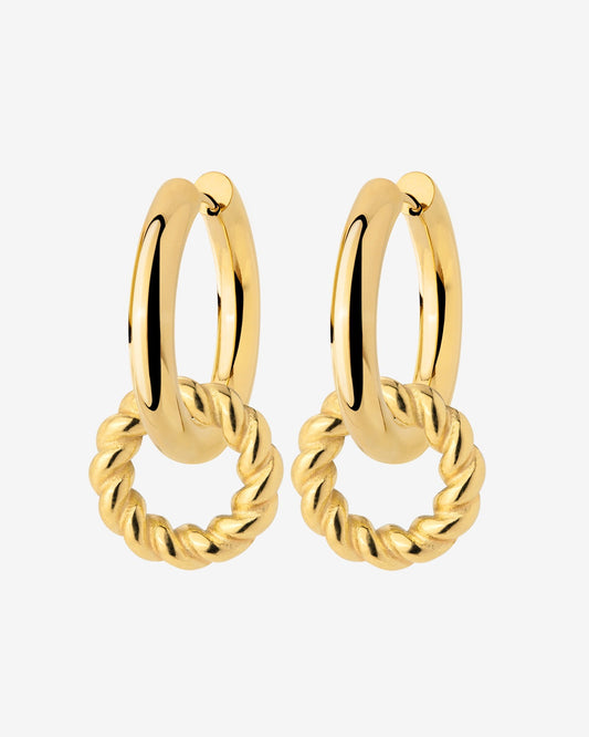 Chunky Twisted Donut Hoop Set Medium gold
