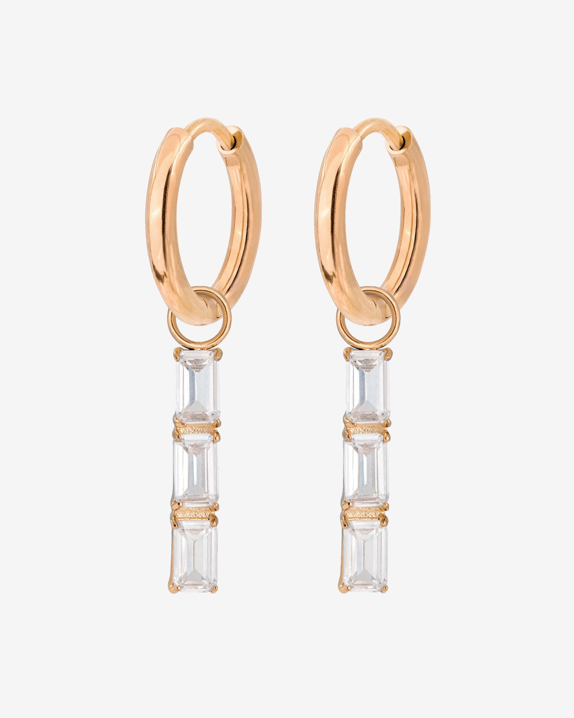 Baguette Bundle Hoop Set Small Rose Gold