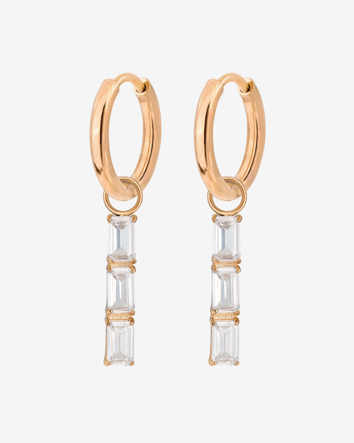 Baguette Bundle Hoop Set Small Rose Gold