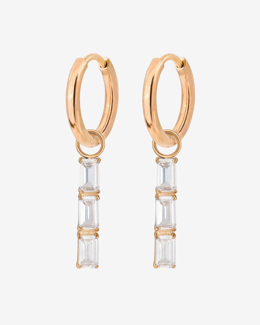 Baguette Bundle Hoop Set Small Rose Gold