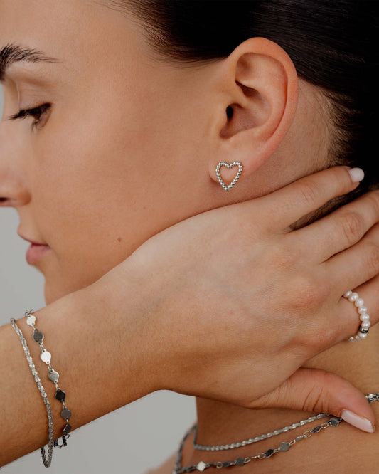 Heart of Gold Studs Silver