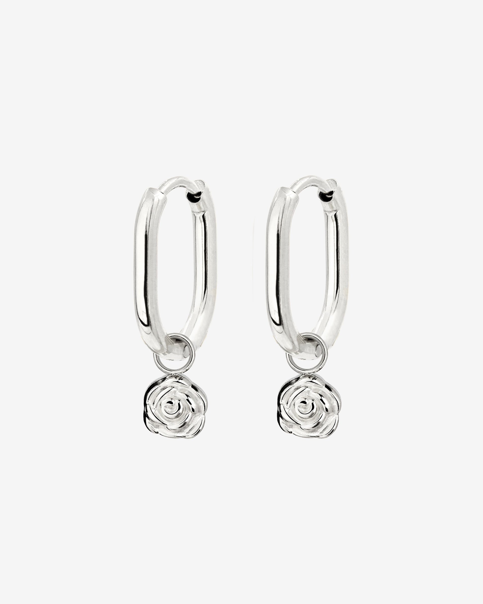 Rose Oval Hoop Set Baby Silver