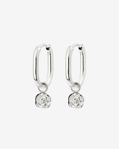 Rose Oval Hoop Set Baby Silver