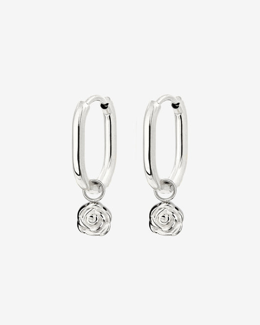 Rose Oval Hoop Set Baby Silver
