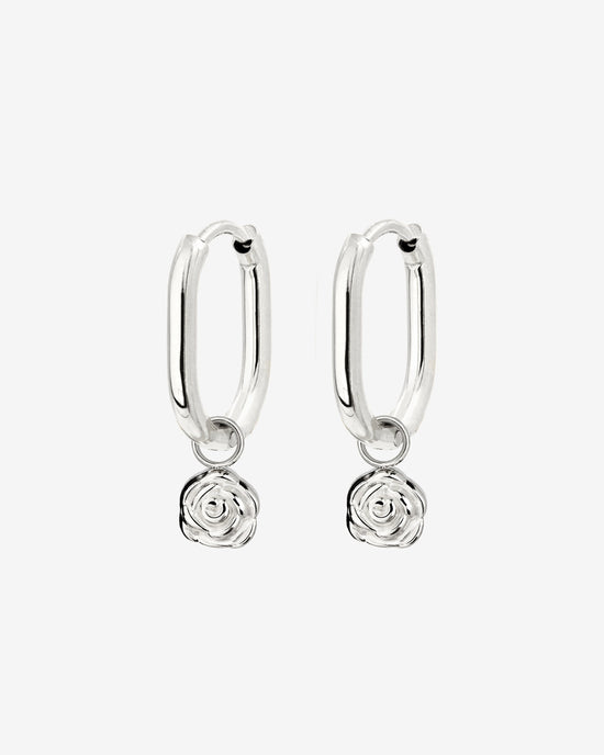 Rose Oval Hoop Set Baby Silver