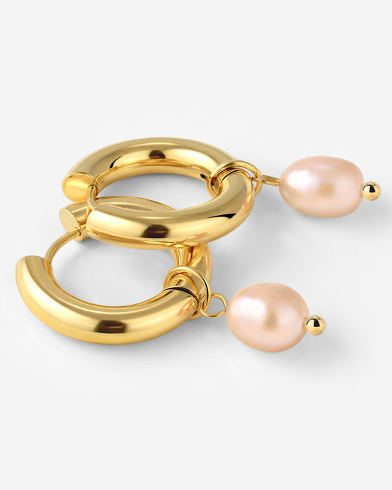 Chunky Perla Rosa Hoop Set Medium Gold