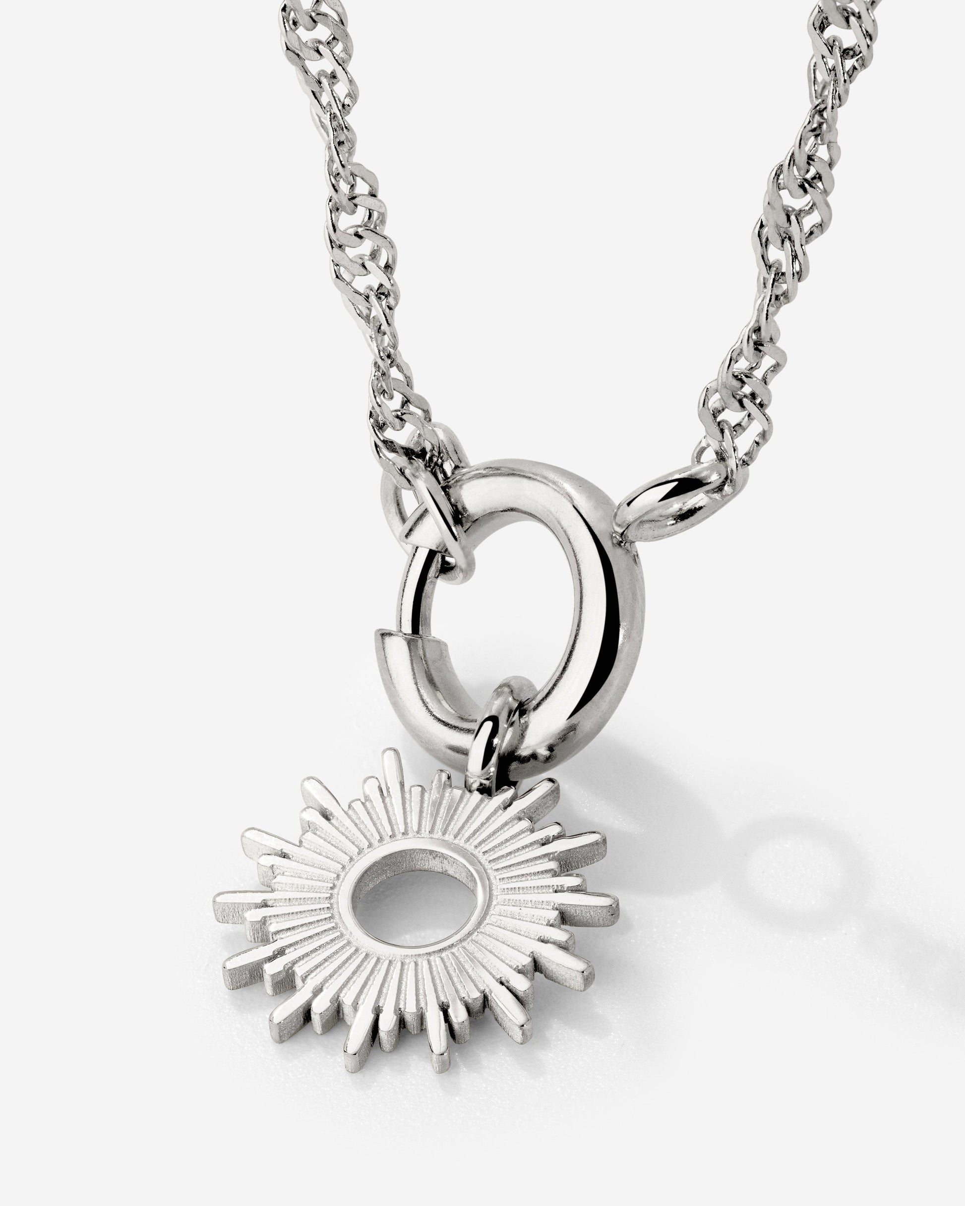 Sun Ray Singapore Chain Necklace Set Silver