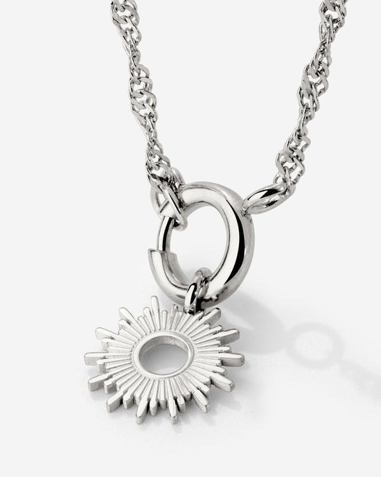 Sun Ray Singapore Chain Necklace Set Silver