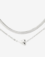 Flowy Heart Necklace Bundle Silver