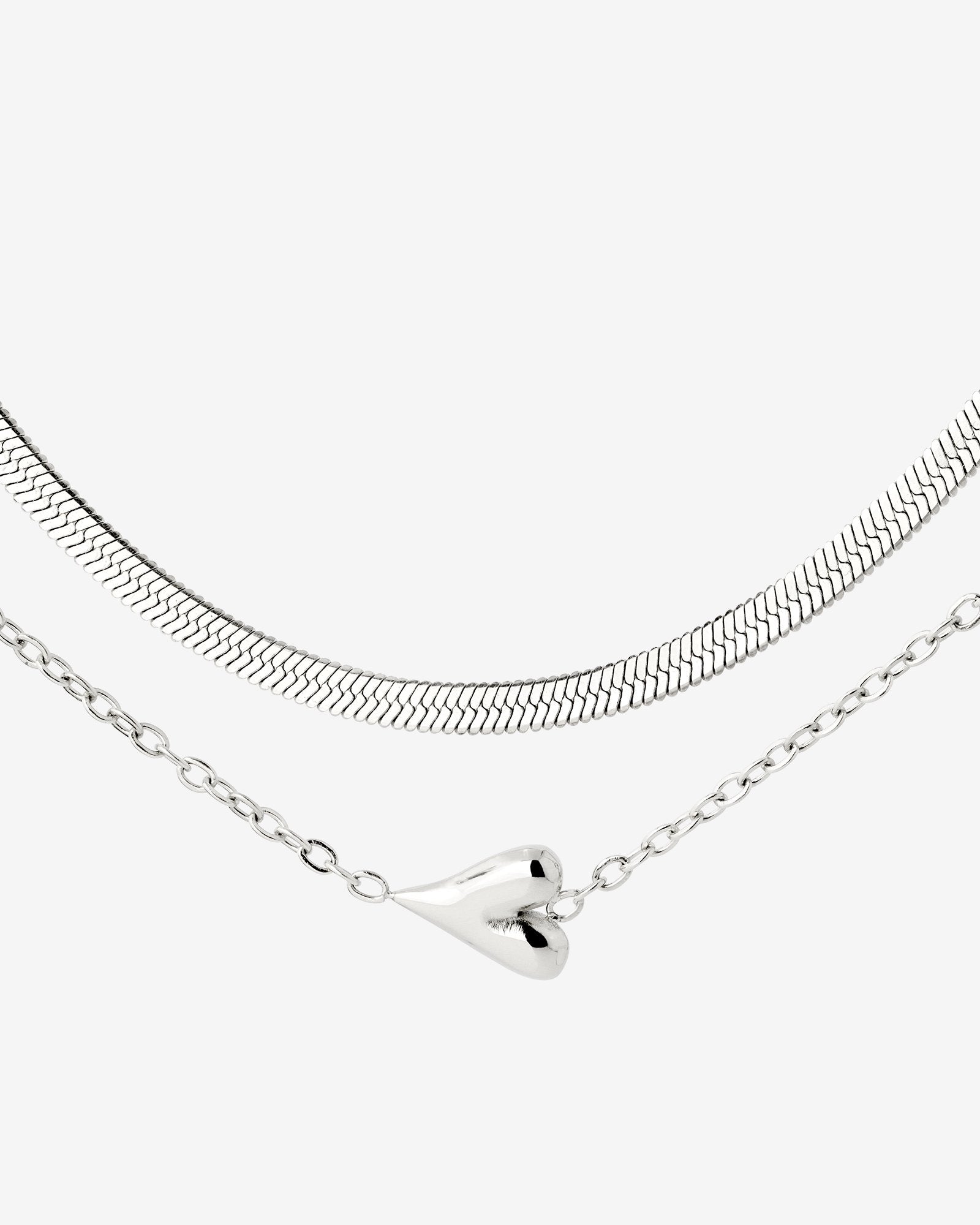 Flowy Heart Necklace Bundle Silver