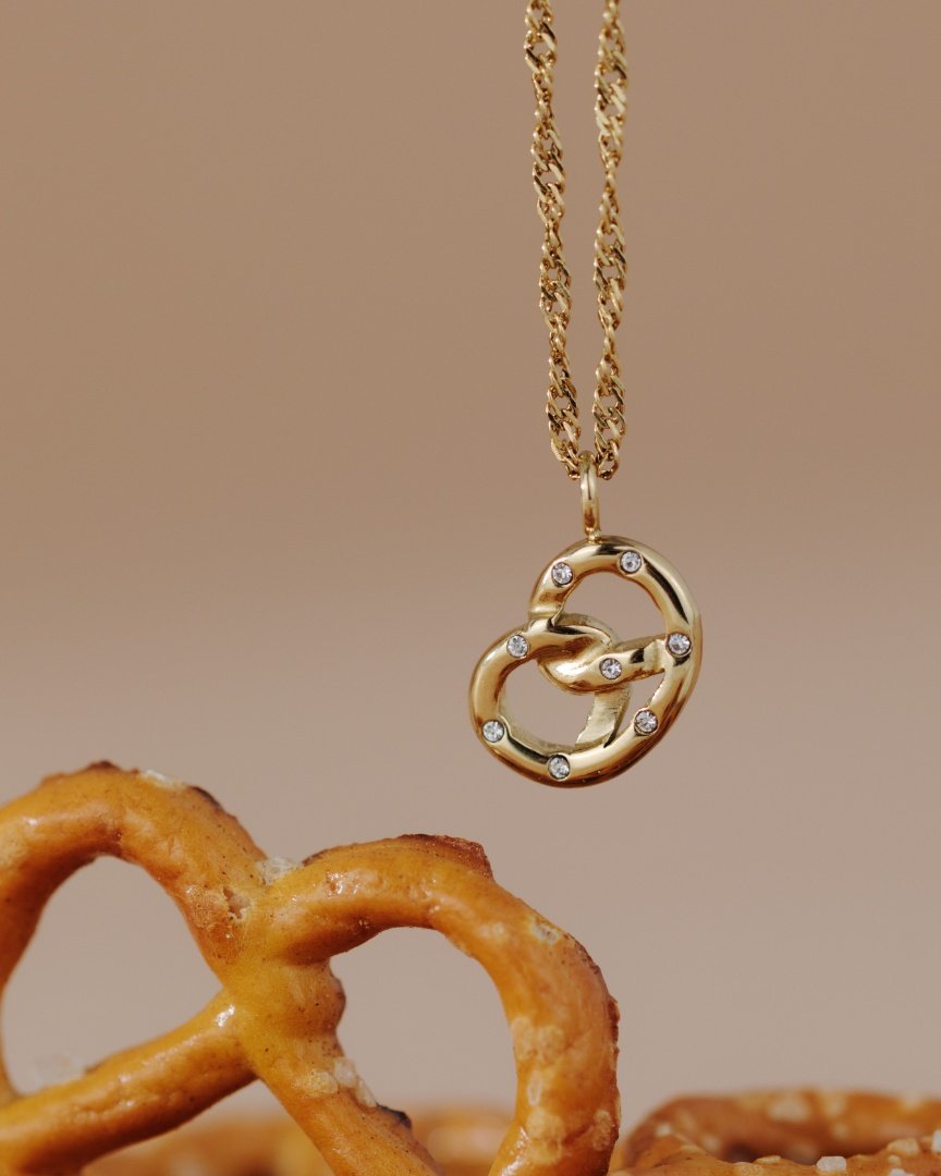 Bedazzle my Pretzel Necklace Rose Gold