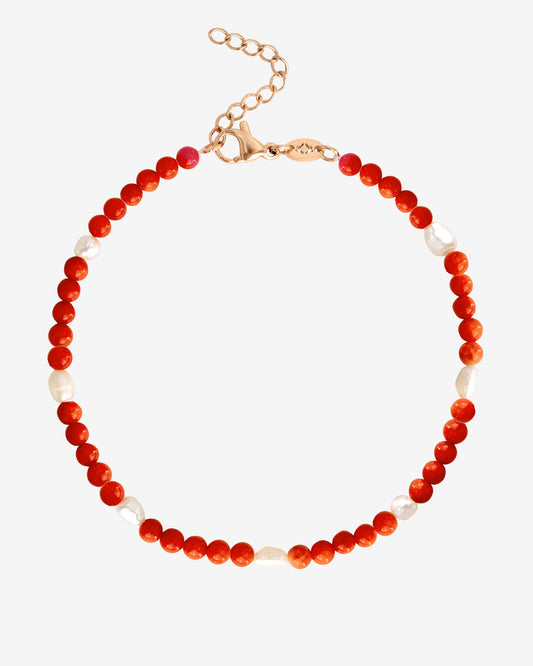 Coral Color Anklet Rose Gold