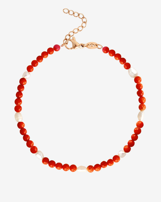 Coral Color Anklet Rose Gold