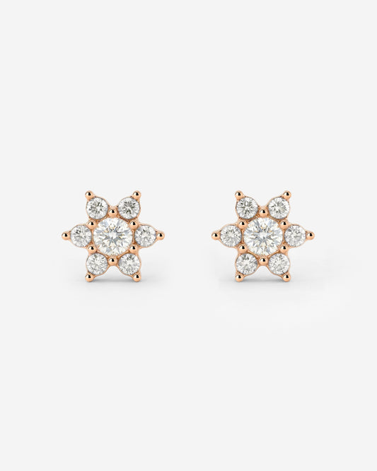 Sparkling White Petal Studs Rose Gold
