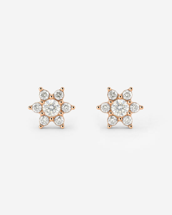Sparkling White Petal Studs Rose Gold