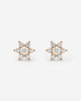 Sparkling White Petal Studs Rose Gold