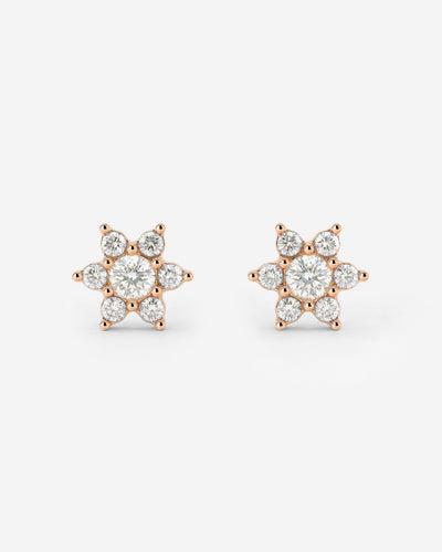 Sparkling White Petal Studs Rose Gold