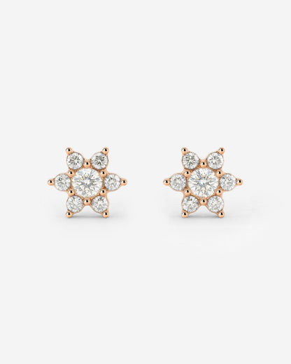 Sparkling White Petal Studs Rose Gold