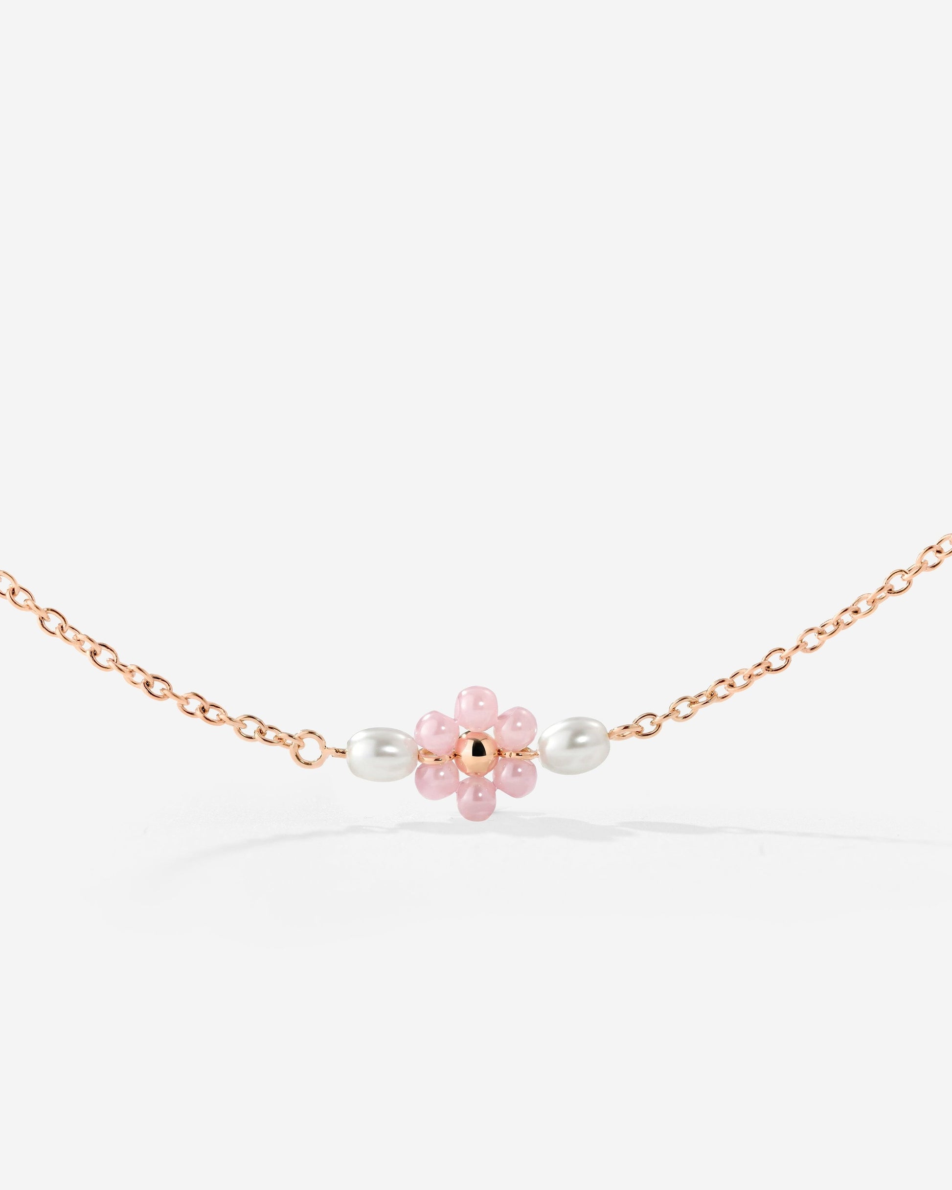 Pretty Pink Daisy Necklace Rose Gold