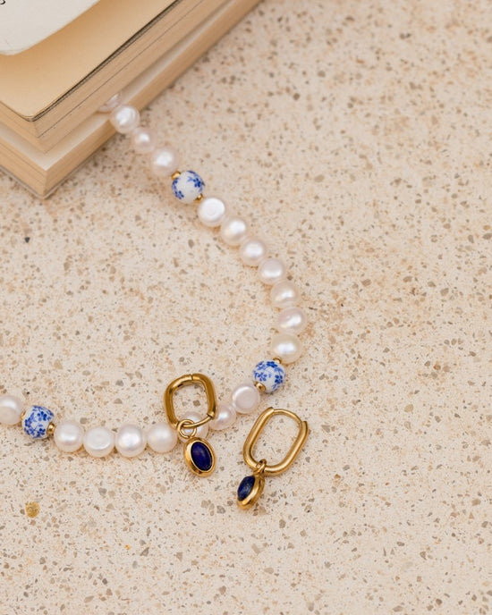 Blue Breeze Oval Hoop Set Baby Rose Gold