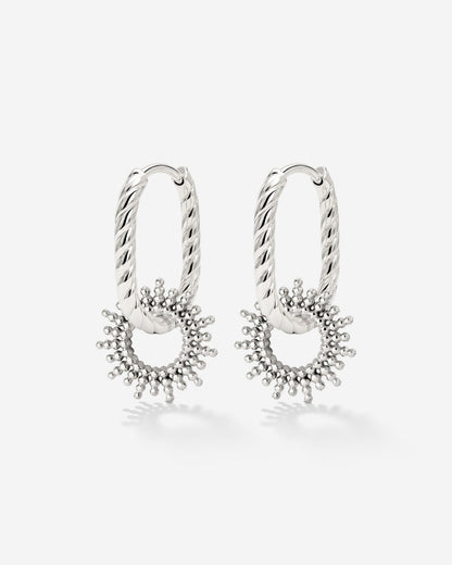 Sunny Oval Twisted Hoop Set Baby Silver