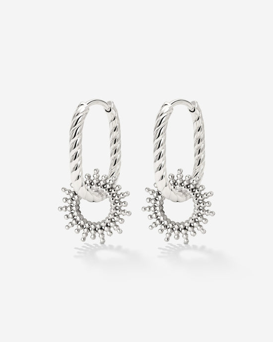 Sunny Oval Twisted Hoop Set Baby Silver