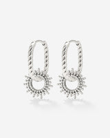 Sunny Oval Twisted Hoop Set Baby Silver