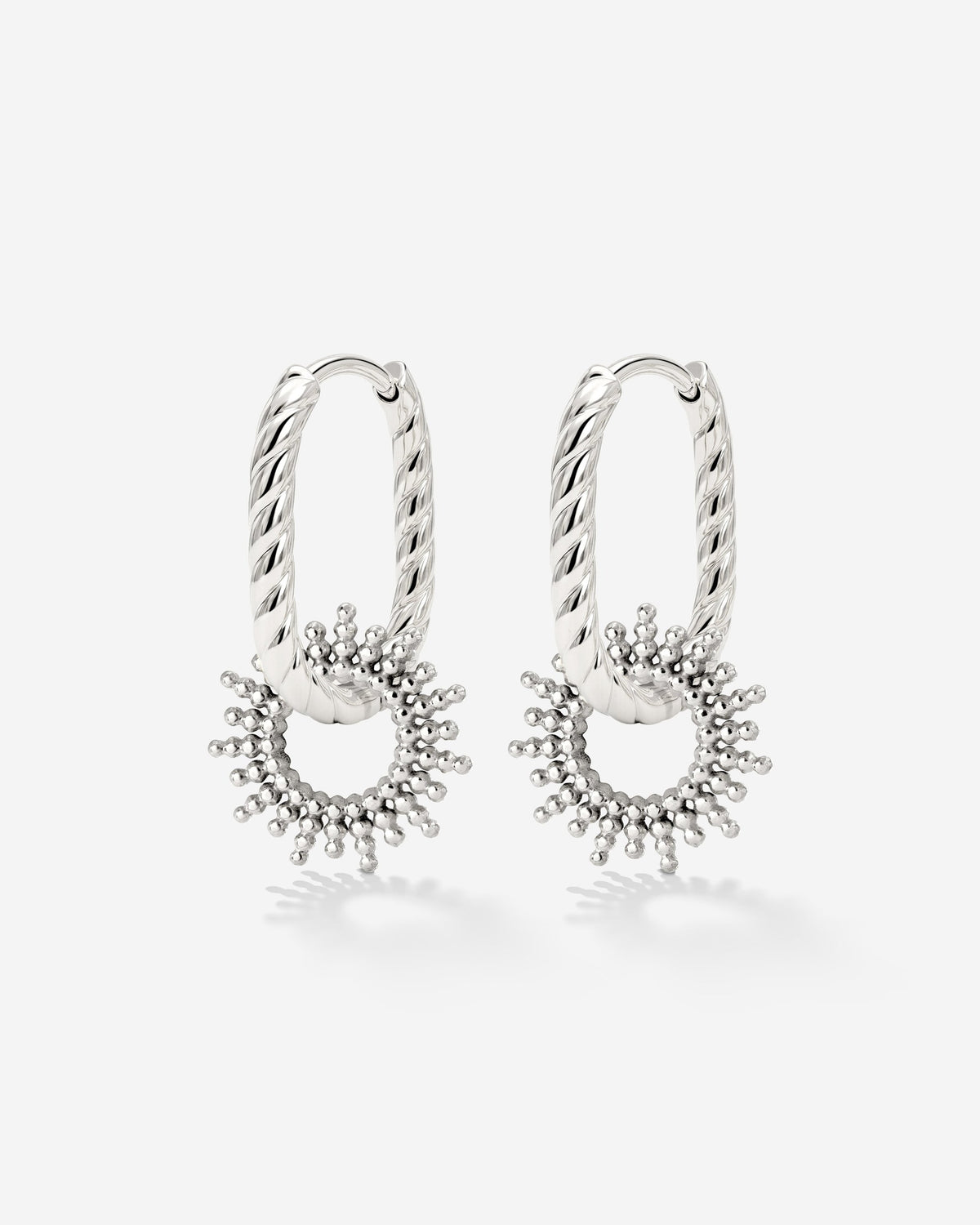 Sunny Oval Twisted Hoop Set Baby Silver
