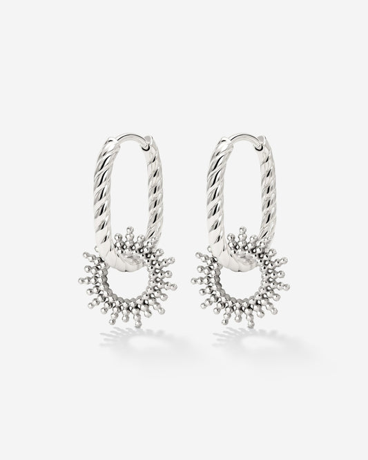 Sunny Oval Twisted Hoop Set Baby Silver