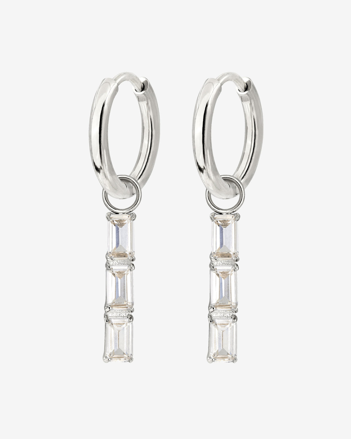 Baguette Bundle Hoop Set Small Silver