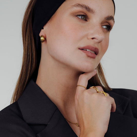 Halo Hoops Stud Earrings Gold