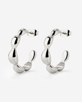 Graceful Curves Hoop Studs Silver