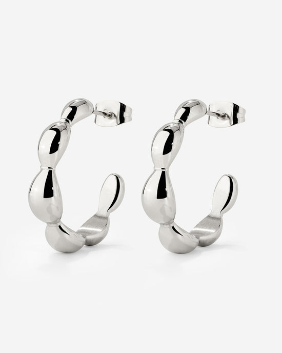 Graceful Curves Hoop Studs Silver