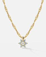 Sparkling Blue Petal Necklace Gold