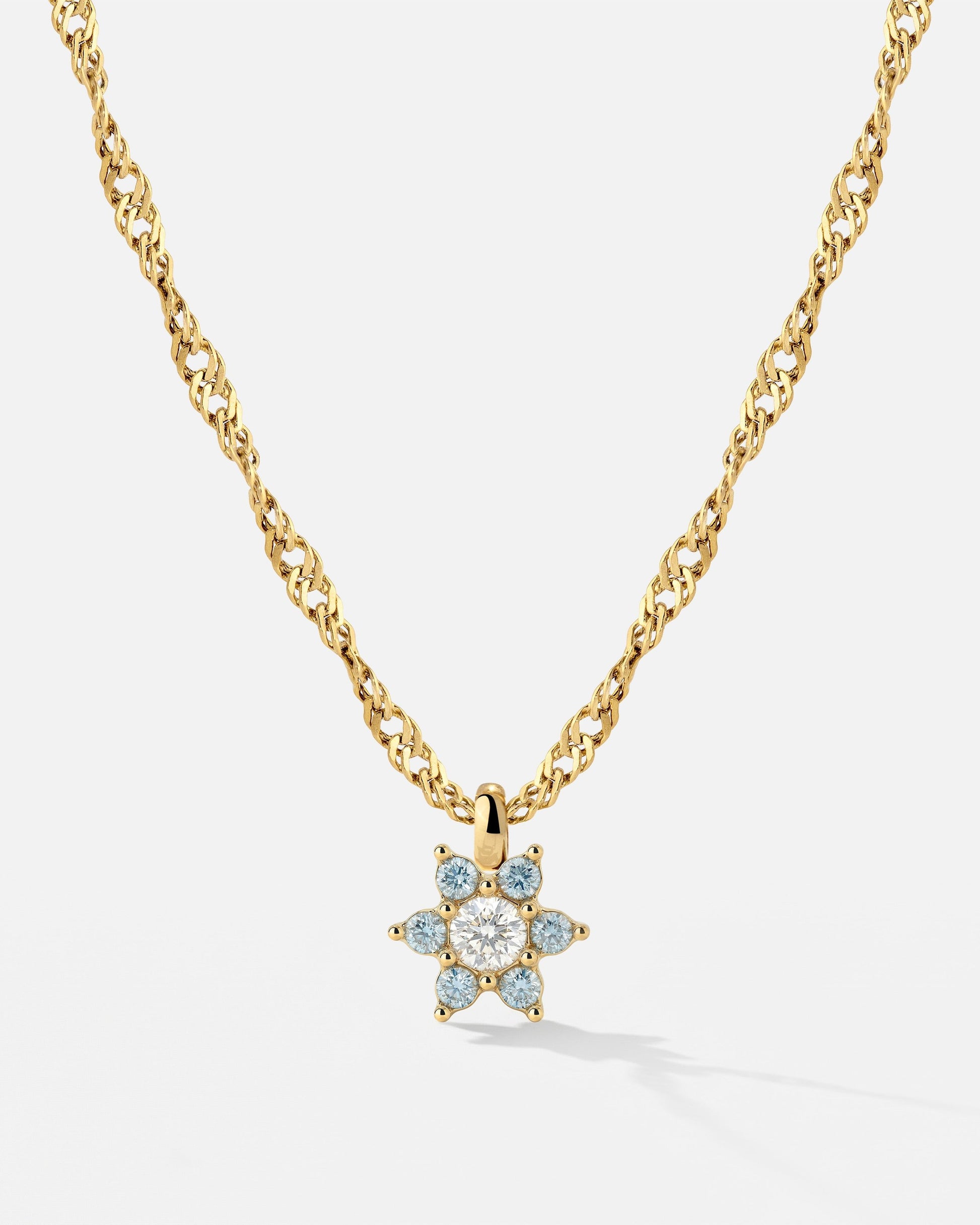 Sparkling Blue Petal Necklace Gold