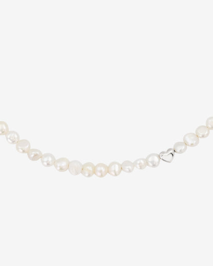 Retro Love Pearl Necklace Silver