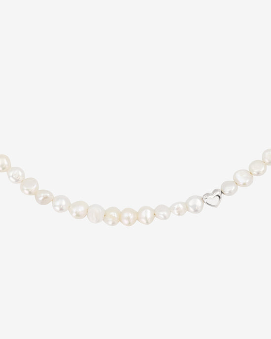 Retro Love Pearl Necklace Silver