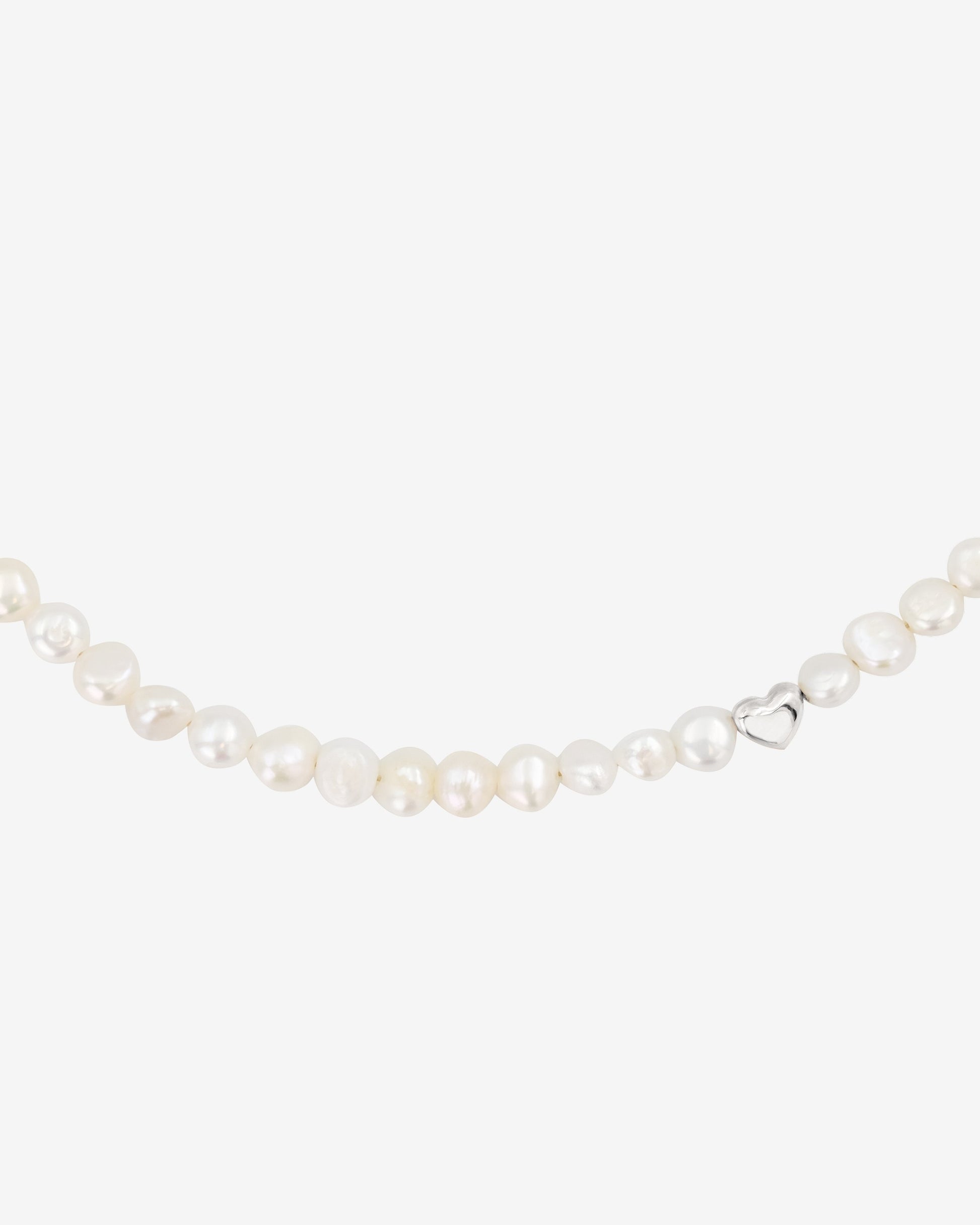Retro Love Pearl Necklace Silver