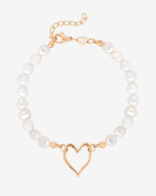 Melting Heart Pearl Bracelet Rose Gold