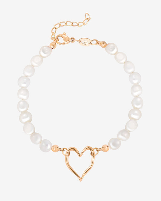 Melting Heart Pearl Bracelet Rose Gold