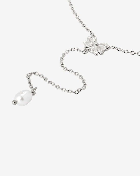 Petal Pearl Y-Necklace Silver